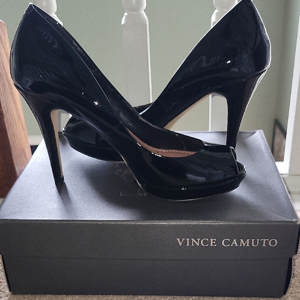 Vince Camuto Black Classic Peep Toe Heels